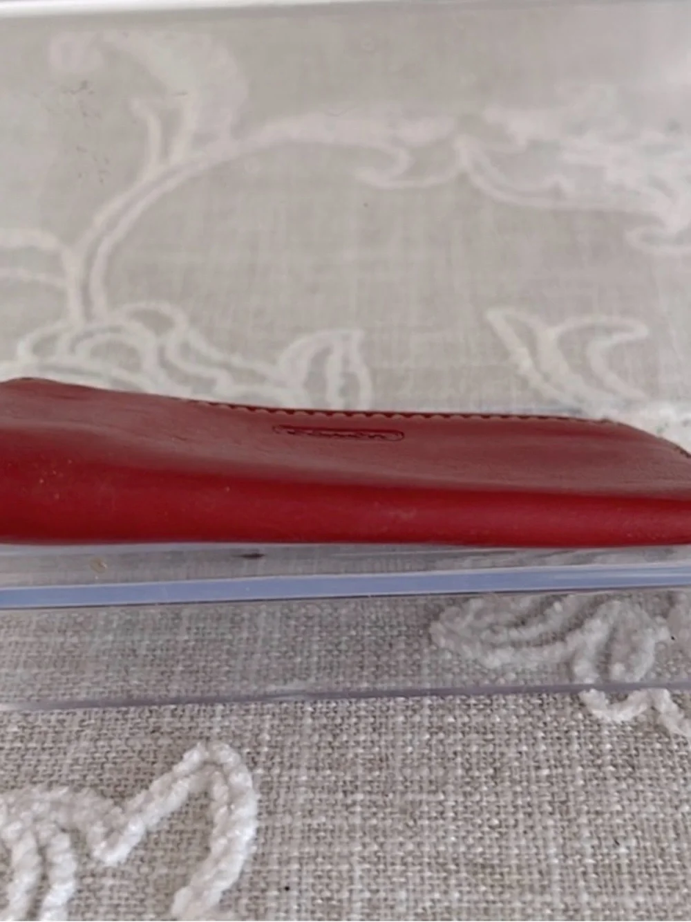 Coach Red Leather Card Holder Wallet With Key Ring